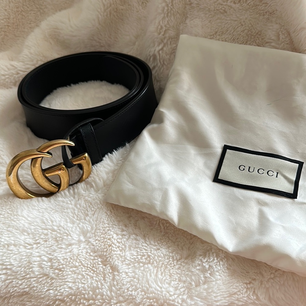 Gucci wide leather belt.
